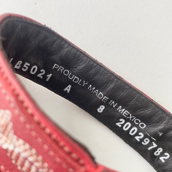 Lane Boots LEXINGTON Womens Red Wedges Western Sandals Wooden Heels Size 8 - Picture 9 of 11